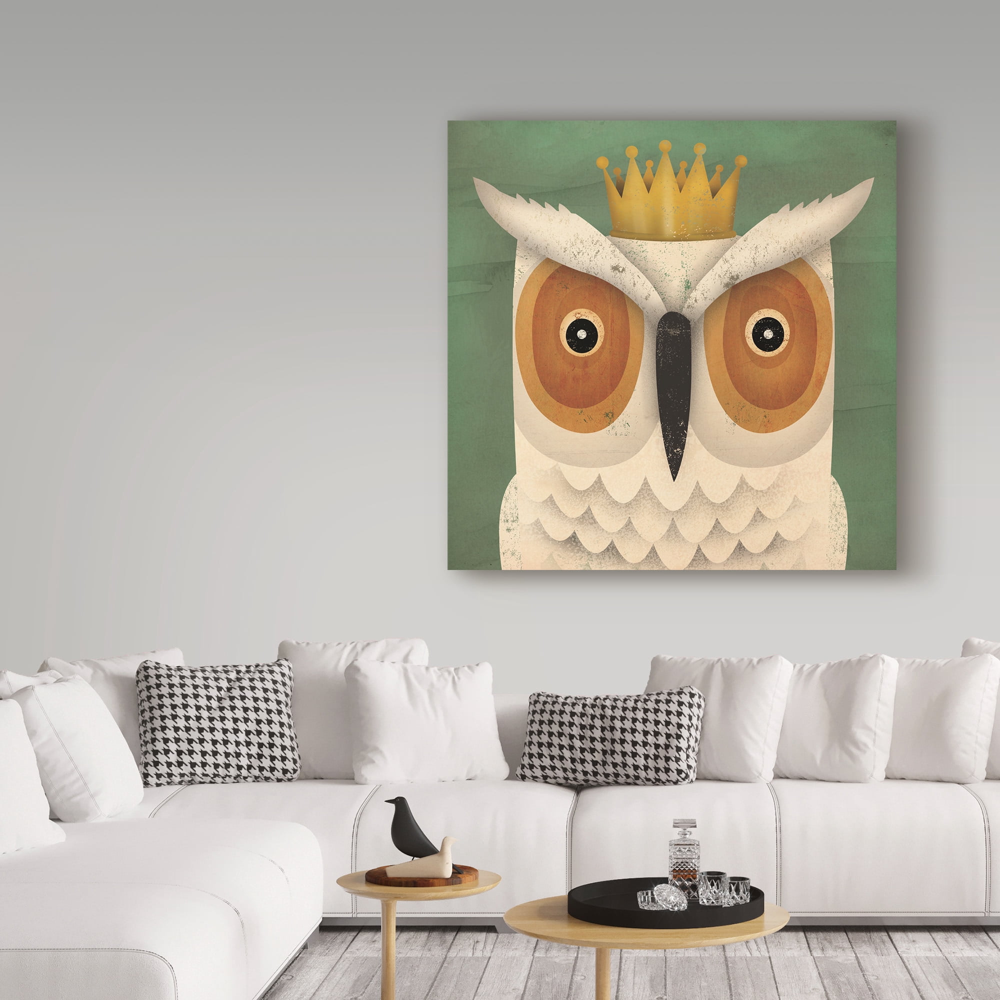 Trademark Fine Art 'White Owl with Crown' Canvas Art by Ryan Fowler