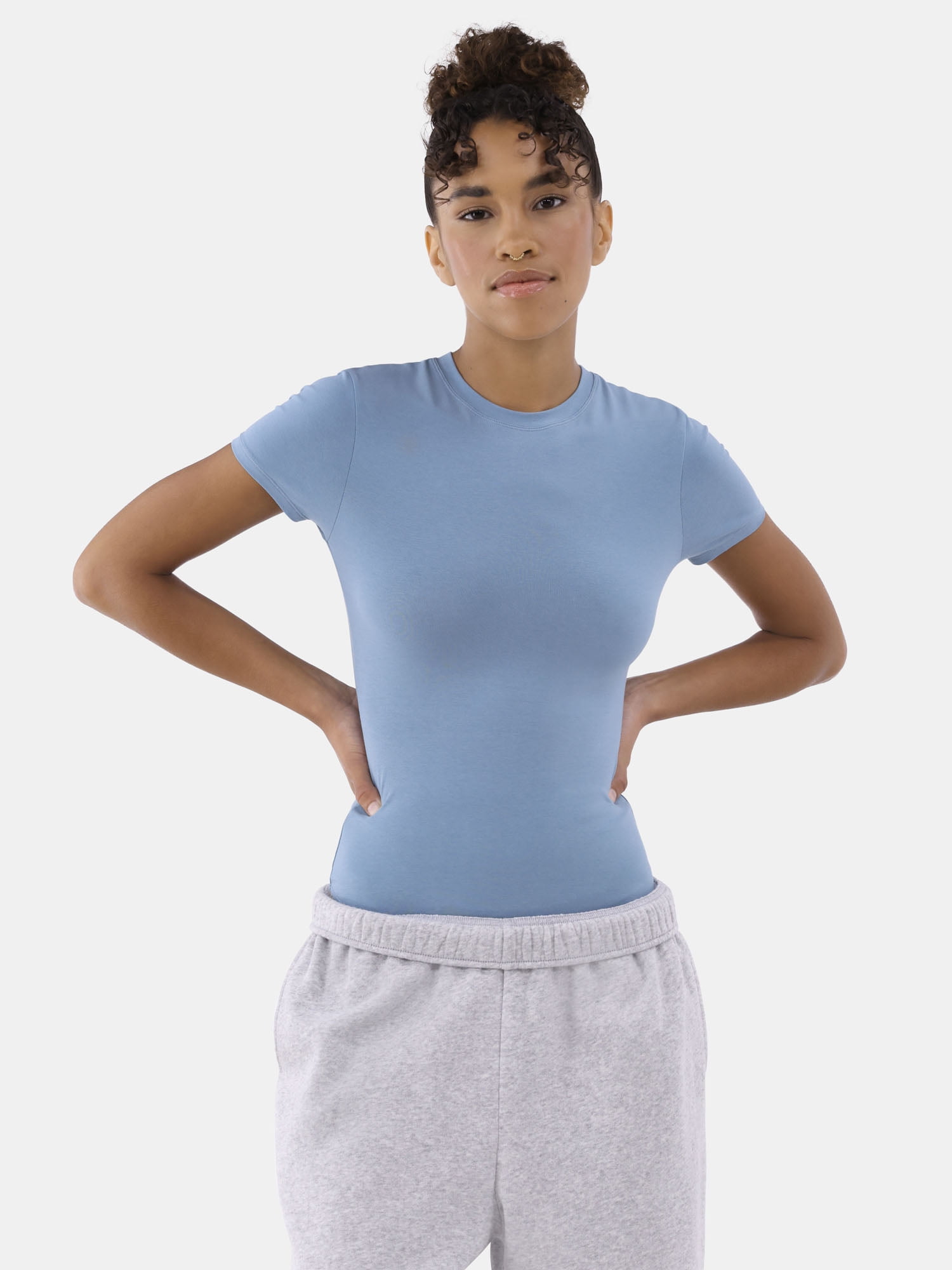 No Boundaries Women's Cotton Jersey T-shirt Bodysuit, Sizes XS-3XL