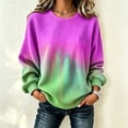 thumbnail image 2 of Women Sweatshirt Sevevn Crew Neck Oversized Fit Waffle Knit Gradient Tie Dye Long Sleeve Ribbed Trim Pullover For Daily Street Casual Wear, 2 of 6