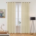 thumbnail image 2 of Kitchen Curtains 84 Inch Length 2 Panels, Cream Beige Striped Grommets Window Treatment Curtain, Modern Farmhouse Retro Lines Thermal Curtains Drapes for Living Room/Bathroom, 2 of 9