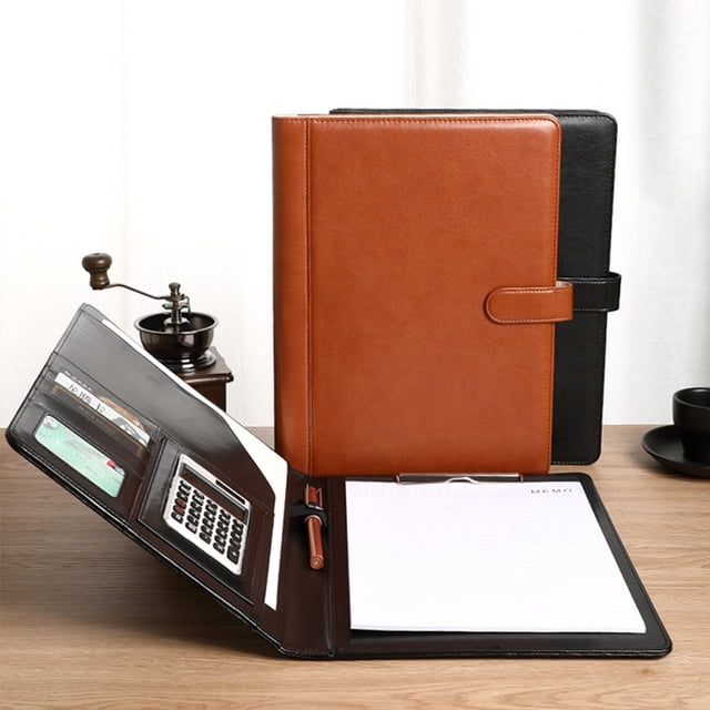 Musbetu Multifunctional File Folder A4 Document Clipboard Folder with Calculator Pen Slot Card Holder Portfolio Folder with Documents Clip for Business Office