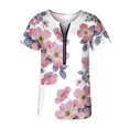 thumbnail image 3 of Moda Mujer Casual Cremallera Manga corta Cuello en V Impreso Señoras Tops Blusa Pompotops hkajfhjk464375, 3 of 4