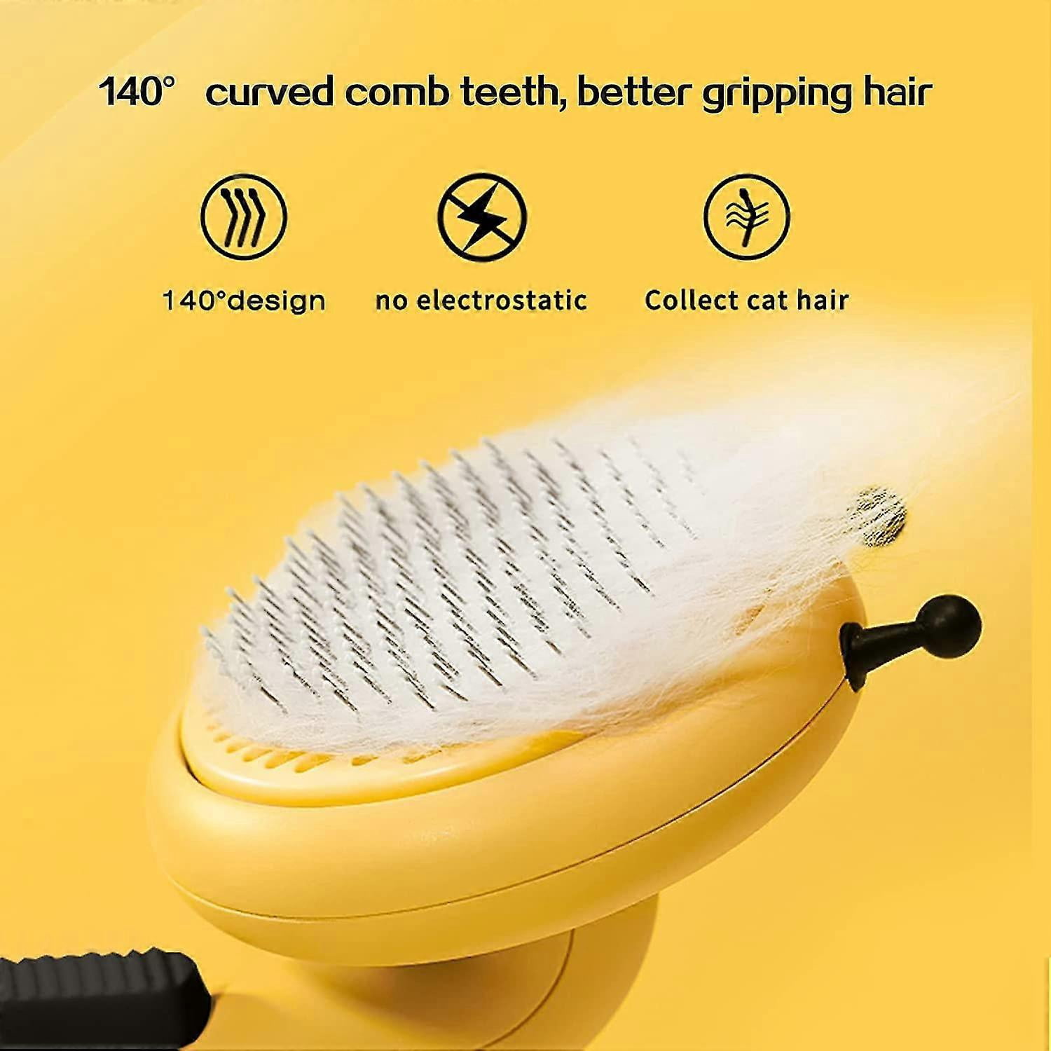 Cat Grooming Brush For Shedding, Bee Shape Self Clean Pet Pin Slicker Brushes, Pet Grooming Comb Tool Removes Loose Undercoat For Short Or Long Haired