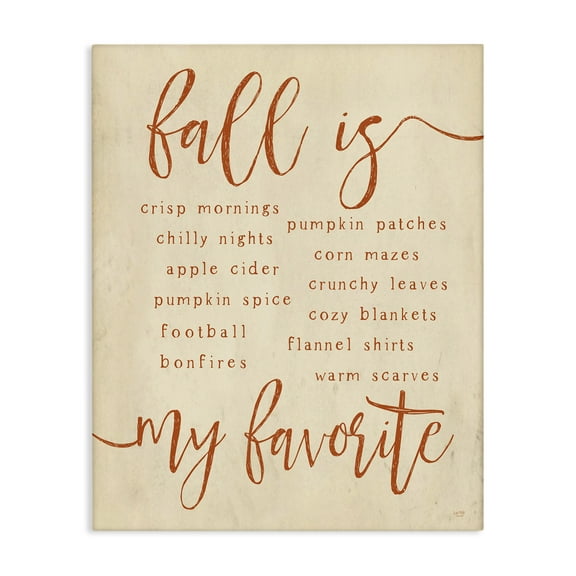 Stupell Industries Favorite Fall Activities Text & Numbers Painting Wrapped Canvas Art Print Wall Art, 16 x 20