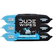 LiL' DUDE Flushable Wipes, Extra Large Fragrance Free Wet Wipes, 126 Count, 3 Pack