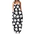 thumbnail image 2 of Lenago Robes pour Femmes Grande Taille Mode pour Femmes à Bretelles Taille Mi-Haute Col en V Sans Manches à Rayures Imprimé Floral Coupe Ajustée Robe Longue de Plage Robes d'Été de Plage en Liquidation, 2 of 5