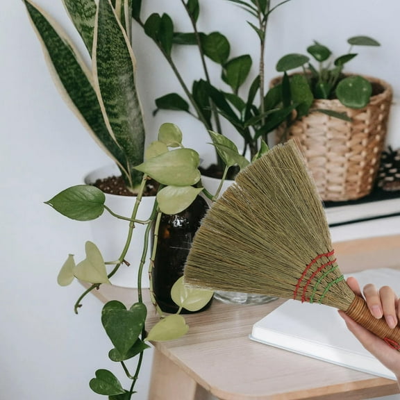 FRCOLOR Small Whisk Broom Handheld Sweeper Brush Halloween Short Handle Hand Broom For Desk Cleaning Indoor Outdoor Camping Household Use