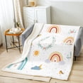 thumbnail image 2 of Rainbow Throw Blanket Twin Size, Sun And Stars Sherpa Blanket Rainbow Decor For Bedroom, Cartoon Cloud Colorful Dots Fleece Blanket Kawaii Love Heart Flower Flannel Blanket, 2 of 6