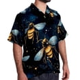 thumbnail image 2 of Starry Bees in the Sky Men's Hawaiian Print Casual Button Down Short Sleeve Summer Beach Shirt - Unisex, 2 of 6