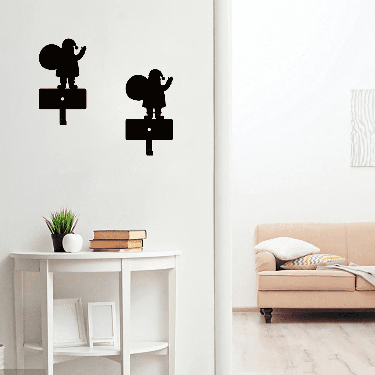 2Pcs Christmas Wall Decor Rustproof Metal Key Belt Hooks