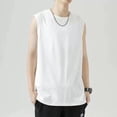 thumbnail image 1 of pstuiky Camiseta sin mangas para hombre, Camisola deportiva informal de cuello redondo y alta elasticidad de color liso para hombre Camisas de hombre l, 1 of 7