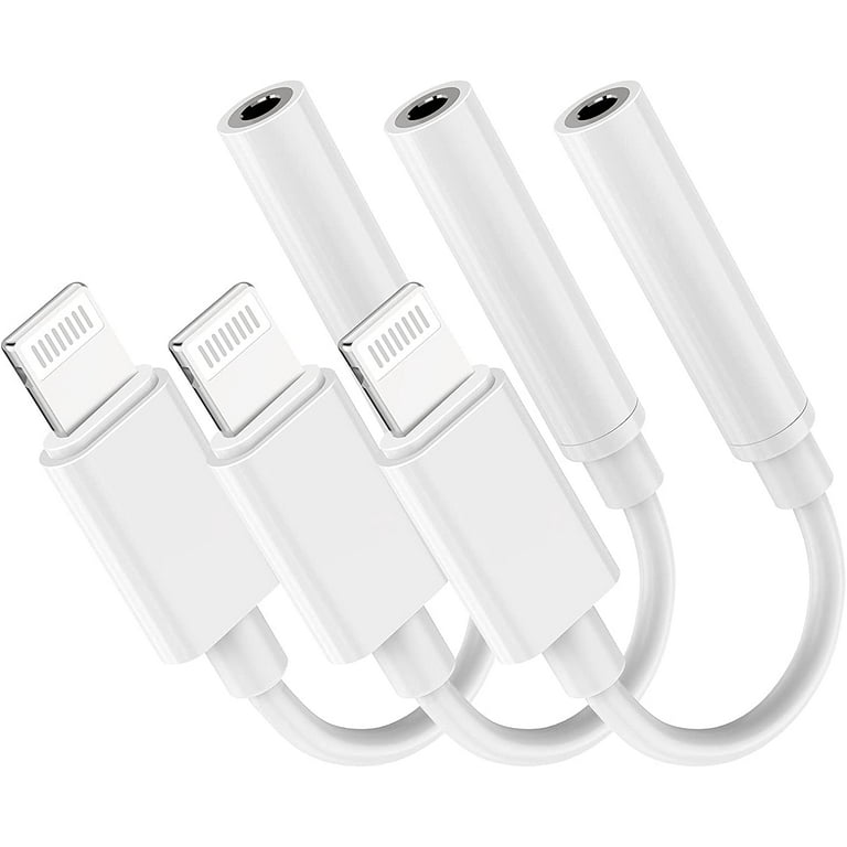 iPhone 3.5 mm Headphone Jack Adapter, 3 Pack Lightning to 3.5 mm Headphone  AUX Audio Stereo Connector Compatible with iPhone 13/12/11/XS/XR/X 8/iPad,  Support Call + Music Control 