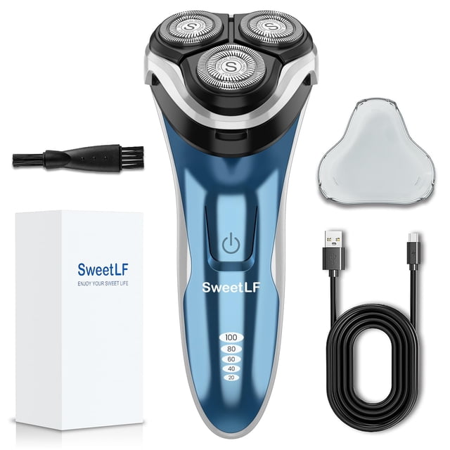Maquinilla de afeitar eléctrica SweetLF con recortador desplegable para hombre, color azul