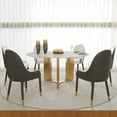 thumbnail image 4 of LovingAHome 53'' Round Faux Marble Dining Table for 6, White Sintered Stone Top with Gold Pedestal, 4 of 6