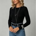 thumbnail image 2 of BODOAO Women's Crewneck Sweater Long Sleeve Ribbed Knit Pullover Fitted Lightweight Soft Warm Cozy Casual Fall Winter Tunic Top for Women Fashion Everyday Wear Black L, 2 of 4