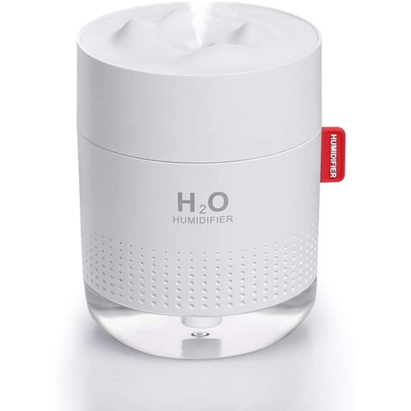 Mini air humidifier, ultra-quiet, automatic shutdown, portable air humidifier, large capacity snow mountain humidifier white
