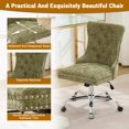thumbnail image 6 of Pawverly Velvet Upholstered Office Chair, Tufted Button Swivel Desk Chair with Adjustable Height, Gold Metal Base & Wheels, Modern Vanity Chair, Green, 6 of 8