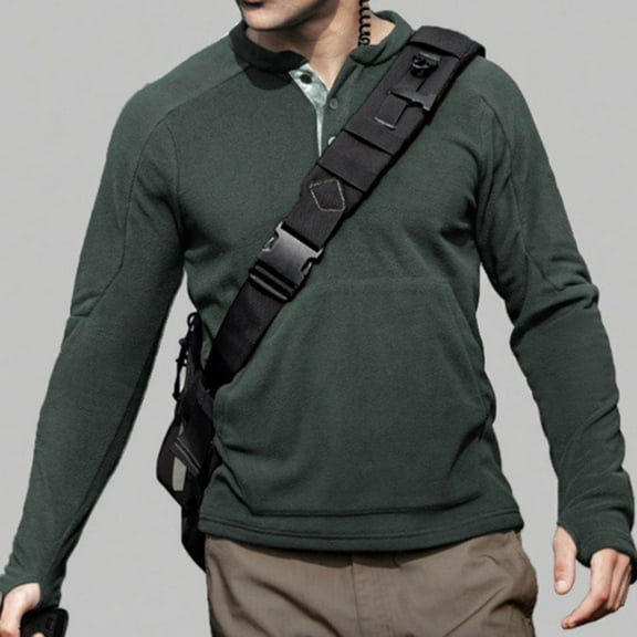 ZVNAΖH Men's 3 Button Collared Pullover Fall Winter Warm Sweatshirt with Thumb Holes Soft Brushed Fleece Pullover Sweater