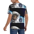 thumbnail image 2 of Vsdgher Cat Astronaut Mens T-Shirts Baseball Vintage Fashionable Lightweight Casual Crew Neck Slim Fit with Long Sleeves-Large, 2 of 7