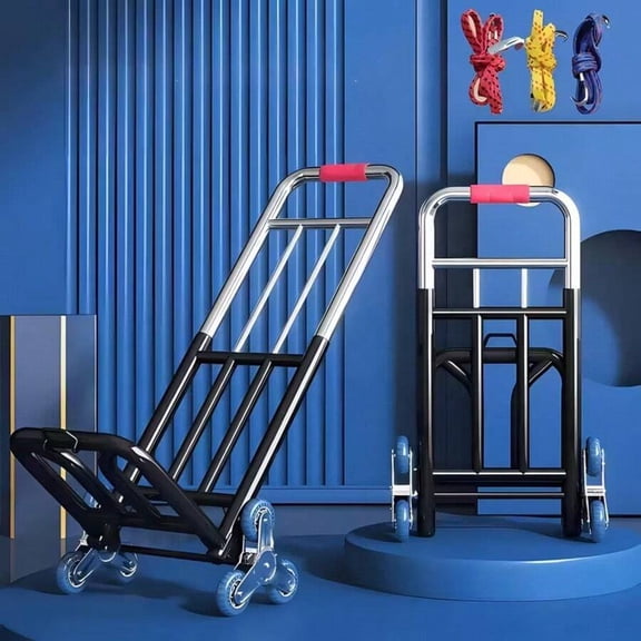 Heavy-Duty Folding Handcart Equipped With Adjustable Buckles, Climbing Wheels, And Portable Lifting Function, Suitable For Transportation And Shopping, With A Foldable Design