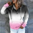 thumbnail image 2 of Busydd Womens Hoodie Fashion Gradient Hoodies Casual Long Sleeve Fleece Sweatshirt Loose Comfort Button Drawstring Pullover Tops with Pocket, 2 of 5