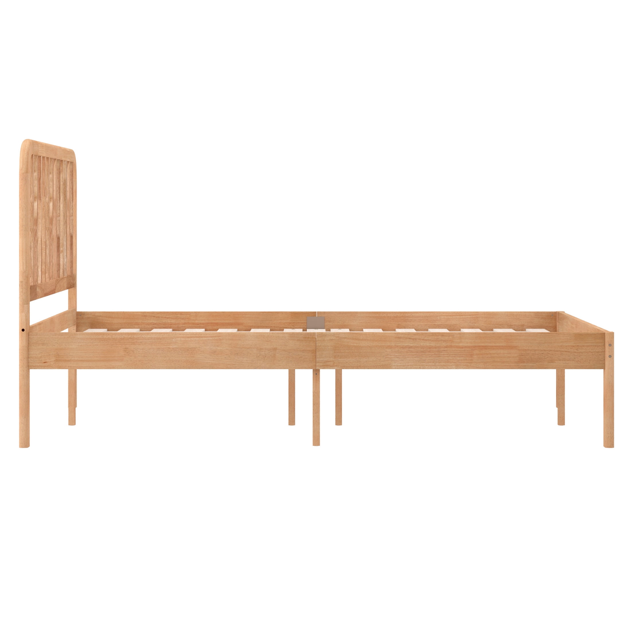 Buzz & Bloom Kids Full-Size Platform Bed with Rectangular Wood Slat Headboard, Natural