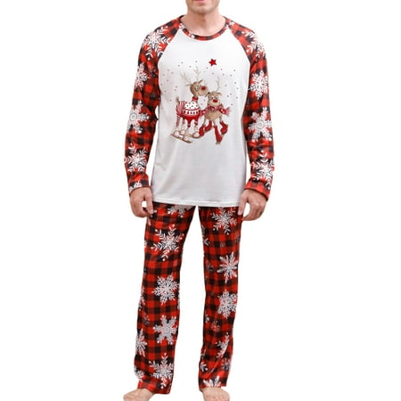 

Christmas Family Pajamas Matching Set Elk Print Tops and Elastic Pants