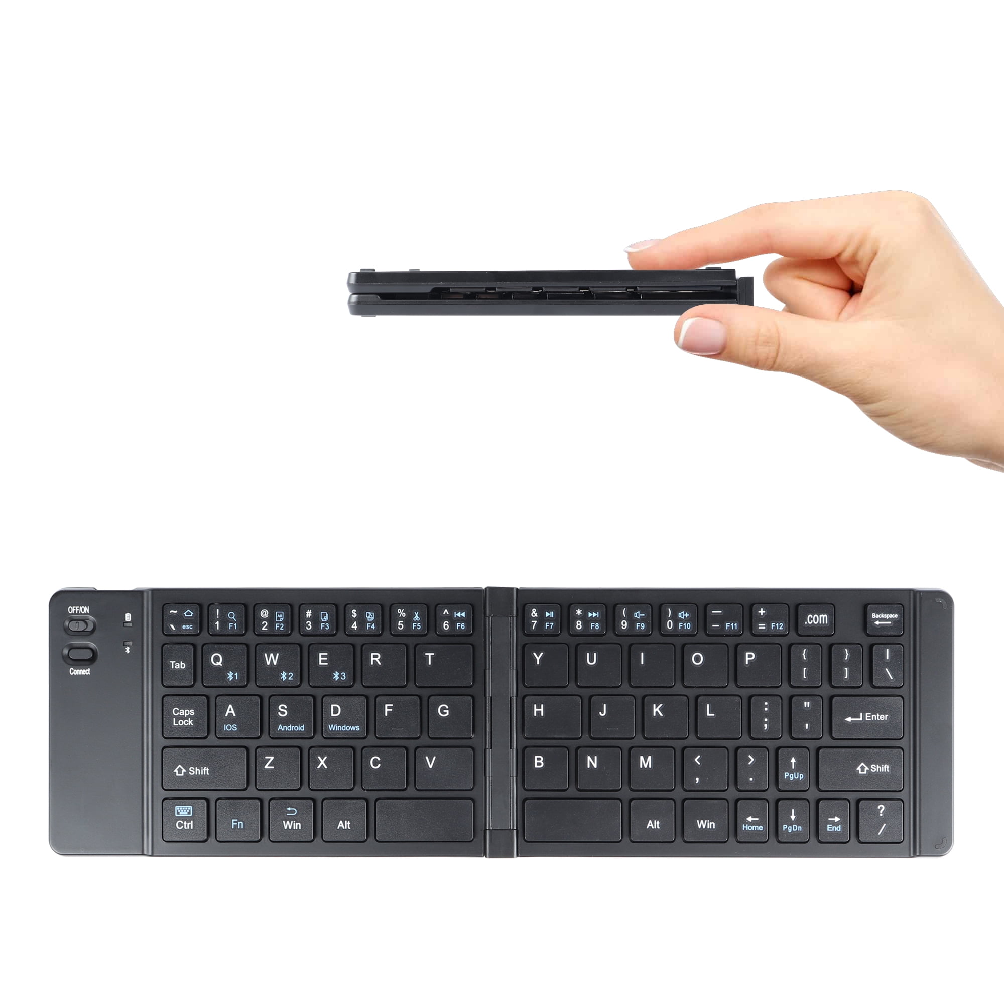 Dpisuuk Foldable Bluetooth Keyboard Portable Ultra Slim Multi Device Wireless Keyboard 66 Keys Pocket Size Rechargeable Keyboard Cordless Keyboard for Laptop Tablet PC (Black)