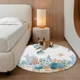thumbnail image 2 of Teal Blue Coastal Round Area Rug 3Ft Washable Small Circle Rugs for Kitchen Entryway, Summer Beach Starfish Shell Coral Nautical Non-Slip Carpet Floor Mats Indoor Outdoor Carpet Runner Home Decor, 2 of 8