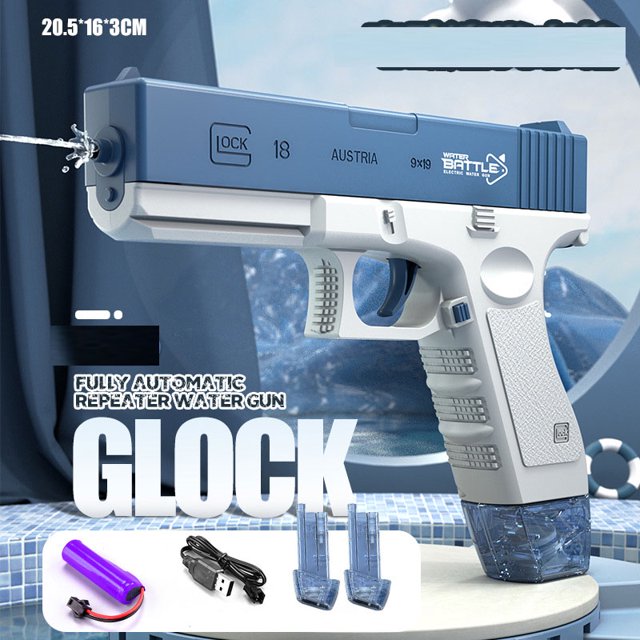 Nueva pistola de agua, pistola eléctrica Glock, juguete de tiro, juguete de playa de verano completamente automático para niños, niños, niñas, adultos Dengxun unisex
