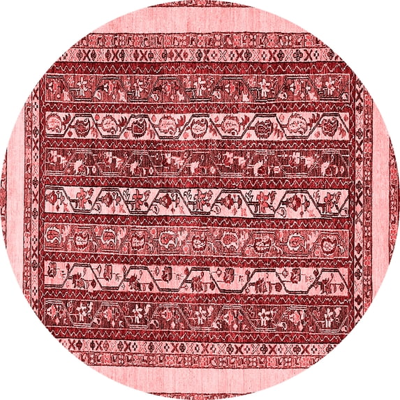 Ahgly Company Indoor Round Abstract Red Modern Area Rugs, 7' Round