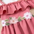 thumbnail image 5 of mgoYE Easter Little Girl Dress Toddler Girls' Floral Spaghetti Strap Dress with Ruffle Hem & Flower,Sun Dress for 2-7 Year Olds(Pink,6-7 Years), 5 of 9