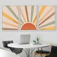 thumbnail image 2 of IDEA4WALL Framed Canvas Print Wall Art Set of 3 Geometric Shining Sun with Multicolor Rays of Light Astronomy & Space Sky Abstract Mid-Century Modern Art for Home Decor - White 24"x36"x3, 2 of 5