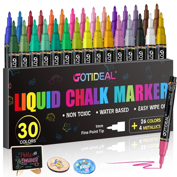 Marcadores de tiza GOTIDEAL de 30 colores con punta fina de 1 mm