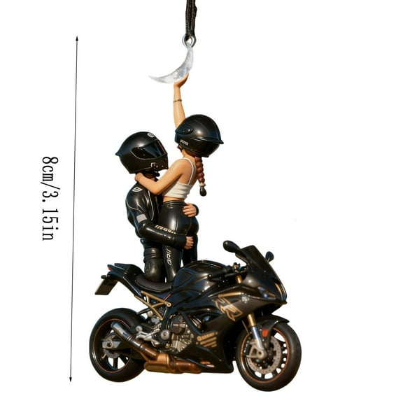hulanddfd Motorcycle Couple Decoration, 2D Flat Acrylic Pendant Hanging Ornament for Christmas Tree Home Decor Gift for Motorcycle Enthusiasts and Couples(3.15")