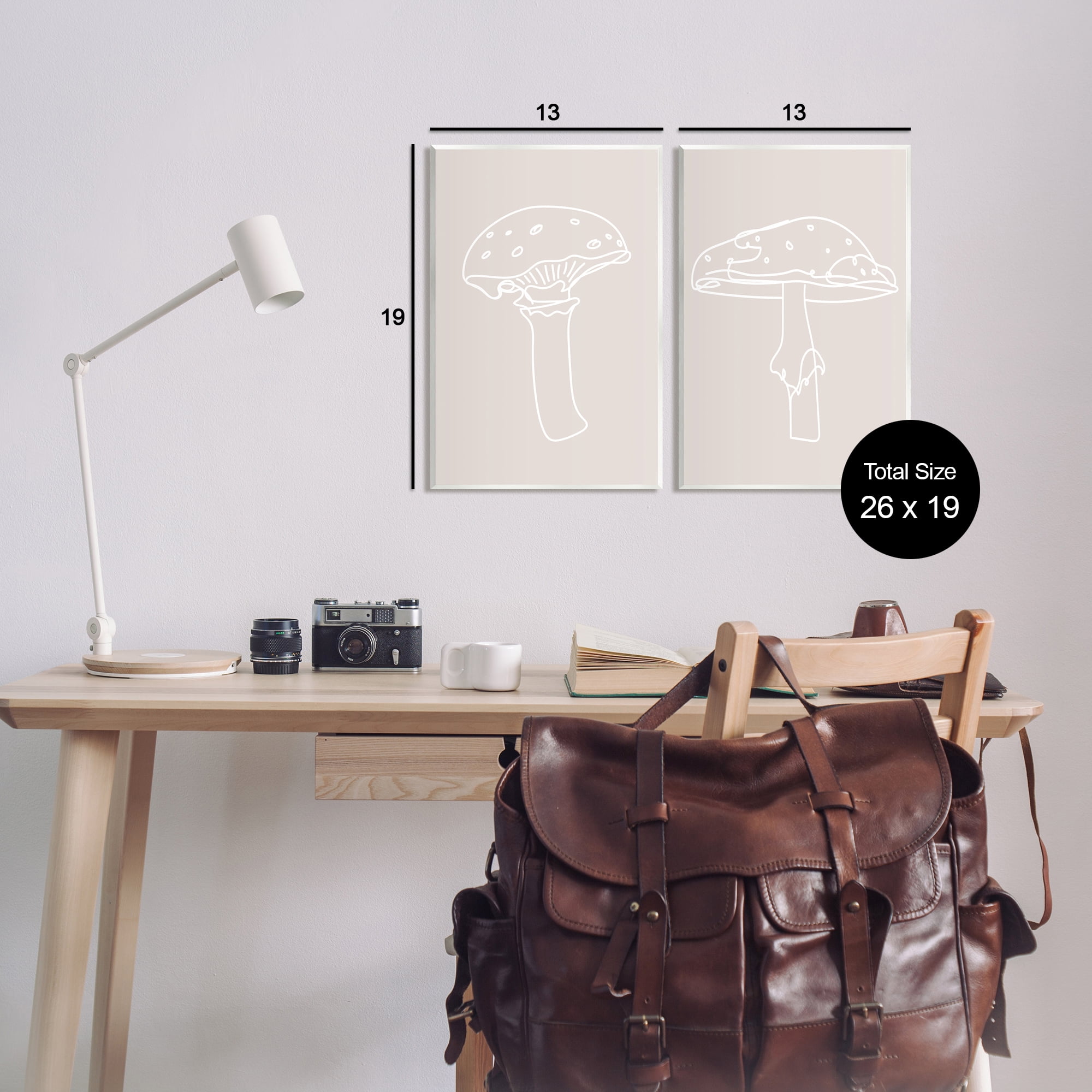 Stupell Industries Soft Minimal Mushroom Outlines Botanical & Floral Painting Unframed Art Print Wall Art, 13 x 19, Set of 2