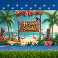 thumbnail image 5 of Tropical Theme Happy Birthday Flamingo Banner Colorful Flowers Palm Trees for Birthday Party Beach Party Outdoor Celebration, 5 of 7