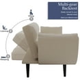 thumbnail image 4 of Sofa Bed, Convertible Sofa, Small Apartment Furniture&nbsp;2 Seater Sleeper with 3 Position Adjustable Backrest, Transforms into Bed, Polyester Upholstery, Beige, 74 Inch, 4 of 9