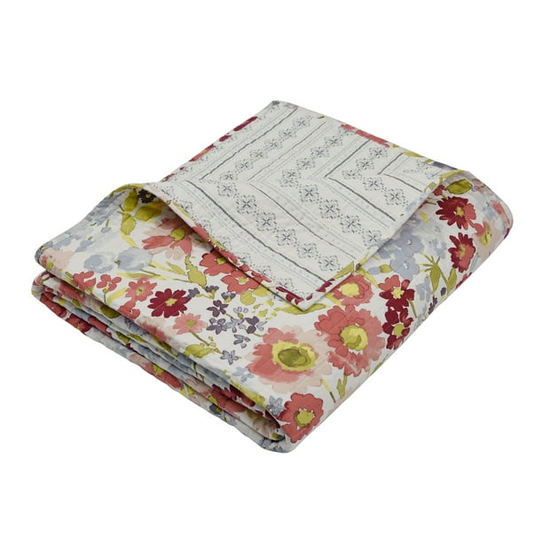 Shop Levtex - Josephina - Quilted Throw - 50x60in. - Watercolor Floral - Blush, Pink, Raspberry, Lilac... from Walmart on Openhaus