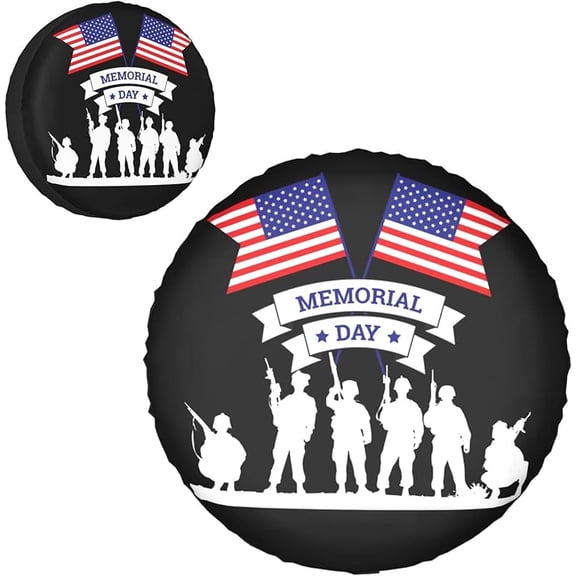 Happy Memorial Day Tire Cover Patriotic American Spare Tire Cover Memorial Day Decorations Decor Wheel Cover for Truck SUV Trailer Camper Rv