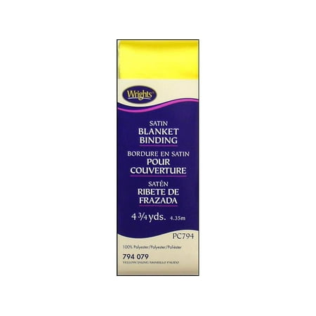 UPC: 0070659548444 | Wrights Blanket Binding Yellow 2 Non Bias Satin Blanket Binding For Sewing And Crafts 4.75 Yards 1 Each