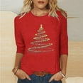 thumbnail image 2 of Oalirro Christmas Shirts for Women Christmas Tree Graphic Tees Xmas Holiday Top, 2 of 5