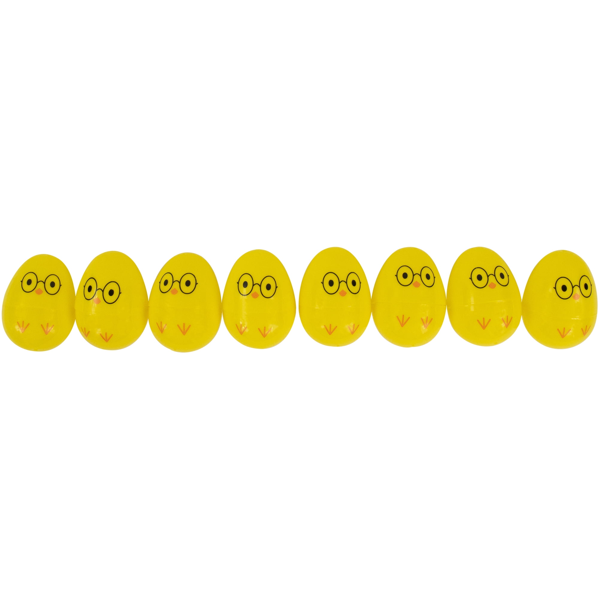 8ct Yellow Chick Wearing Glasses Fillable Easter Eggs 2.5"