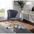 thumbnail image 2 of Meridian Furniture Finley Swivel Adjustable Gray Velvet and Gold Office Chair, 2 of 6