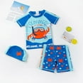 thumbnail image 2 of Boy Swimsuit Size 6 Toddler Boys Two Piece Swimsuits Short Sleeve Print Top Shorts Set Swimwear Children's High Waisted Swim Trunks, 2 of 7