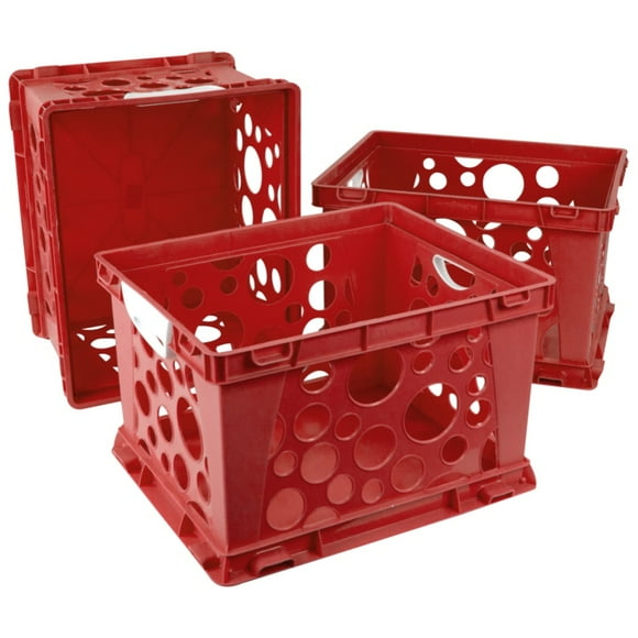 Premium File Crate with Handles, Classroom Red, (Case of 3)