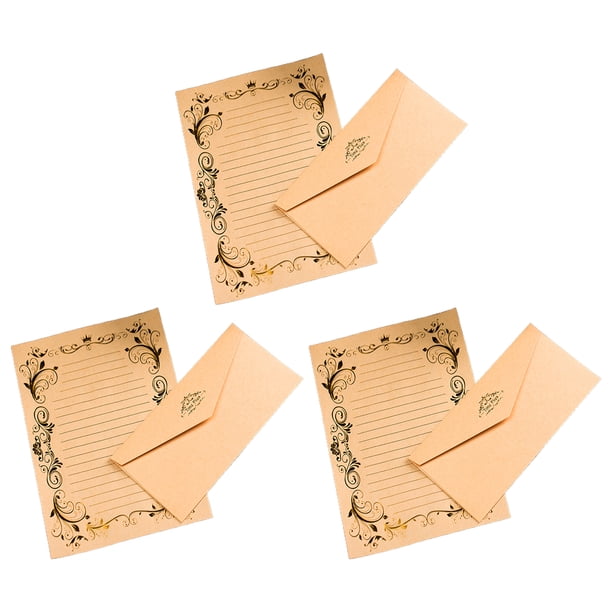 3 sobres de papel kraft con rayas transparentes, escritura suave y fiable, estilo vintage, para invitaciones, elegante juego de papelería para bodas.