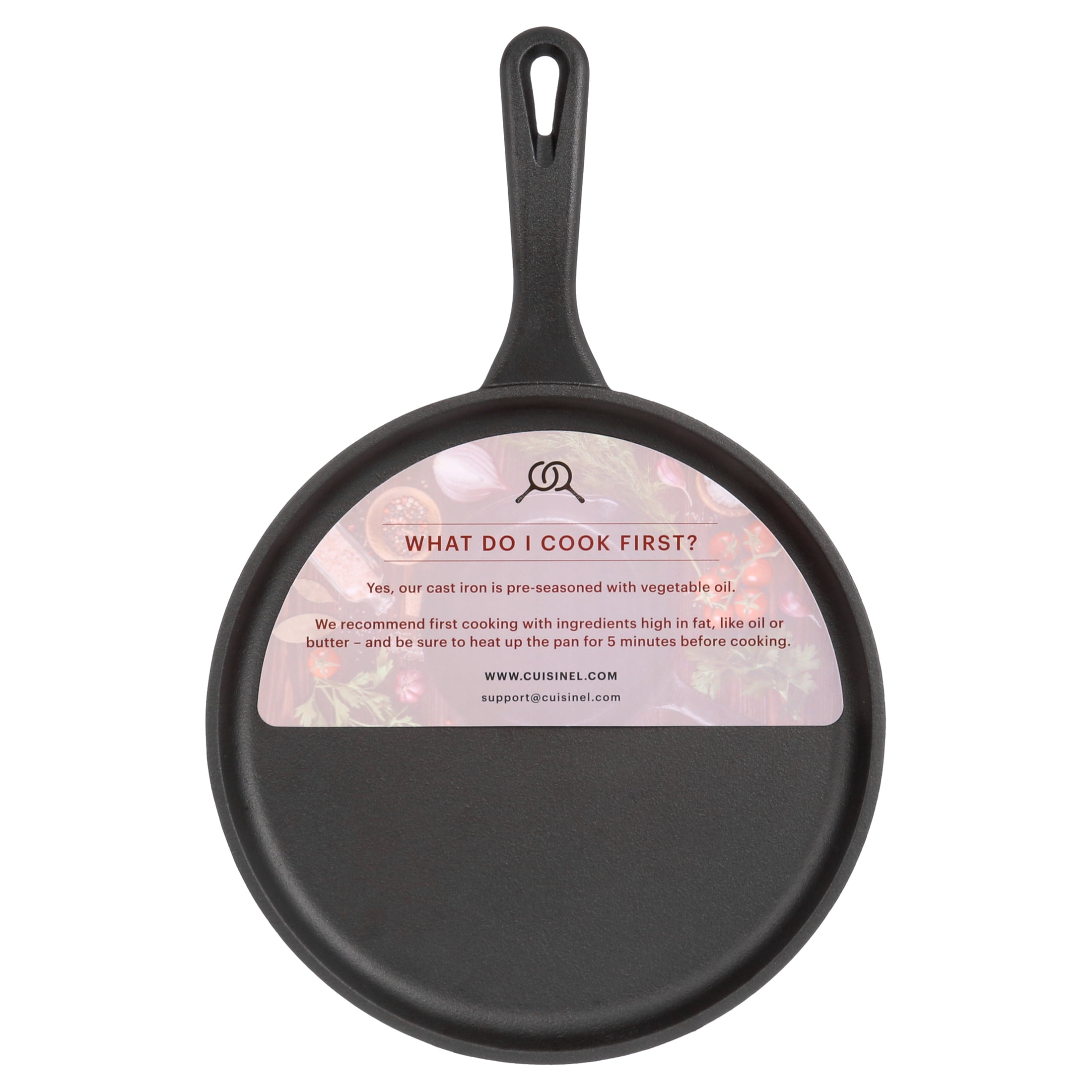 Cuisinel Cast Iron Lid - Fits 10-Inch Lodge Skillet Frying Pans or Braiser  + Silicone Handle Holder + Care Guide - 25.4-cm Pre-Seasoned Universal