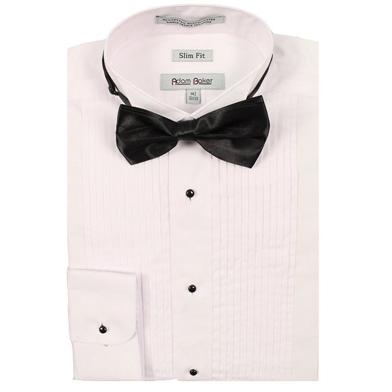 Adam Baker Men’s 1943 Wingtip Collar Slim Fit Formal Tuxedo Shirt - White - 18.5 6-7