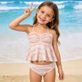 thumbnail image 5 of LIIPEE Big Girls Bikinis 2 Piece Set Kids Casual Summer Solid Color Ribbed Halter Neck Ruffle Bikini Tops And Briefs Pool Party Beach Cute Swimwear,13-14 Years, 5 of 6